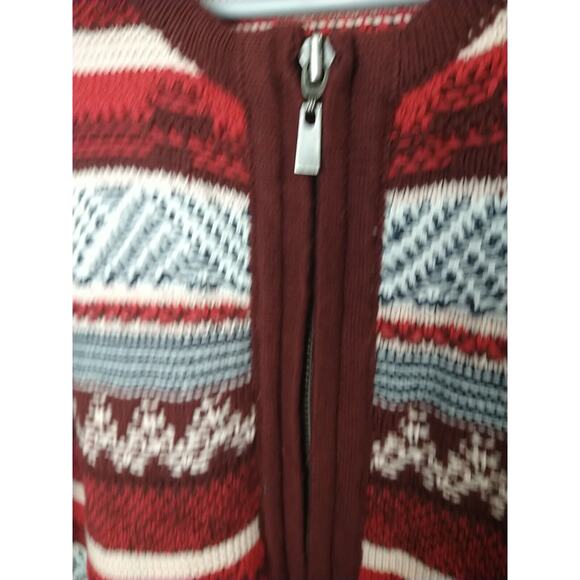 Loft Woman S Cardigan Fair Isle Pocket Front Zip Long Sleeve Cabin Core - Picture 3 of 9